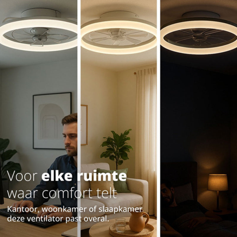 FlinQ AeroGlow Smart Plafondventilator met Verlichting – Slimme Ventilator met App & Afstandsbediening