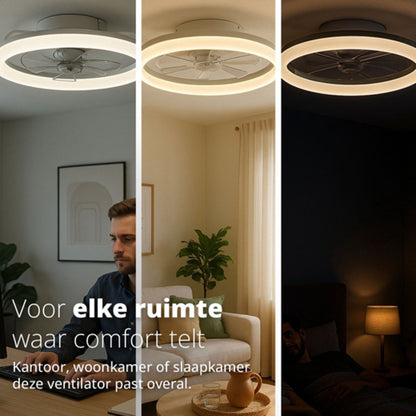 FlinQ AeroGlow Smart Plafondventilator met Verlichting – Slimme Ventilator met App & Afstandsbediening