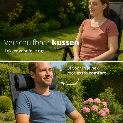 Vylora – Set van 2 Aluminium Tuinstoelen – Lichtgewicht, inklapbaar & verstelbaar