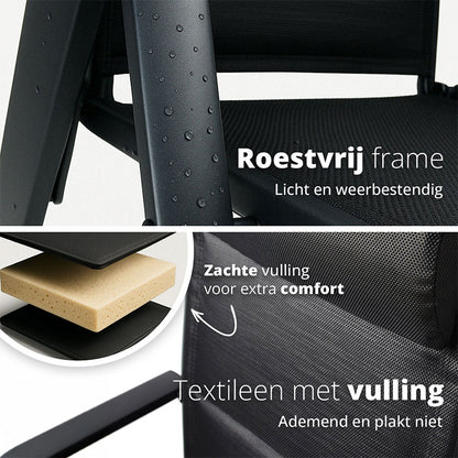 Vylora – Set van 2 Aluminium Tuinstoelen – Lichtgewicht, inklapbaar & verstelbaar