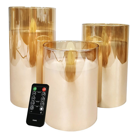 Smoked Glass LED Candle – Verkrijgbaar in Zilver en Goud