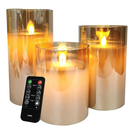 Smoked Glass LED Candle – Verkrijgbaar in Zilver en Goud