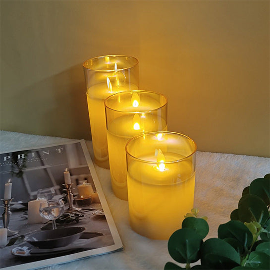 Smoked Glass LED Candle – Verkrijgbaar in Zilver en Goud