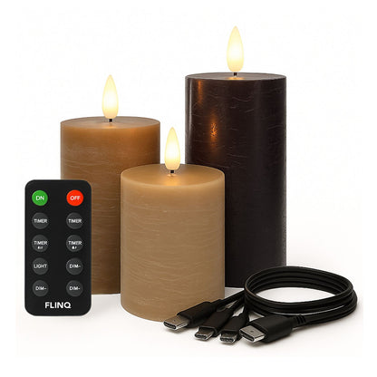 LED Rechargeable Pilar Candles – Warm Neutrals / Classic Earth / Urban Nights