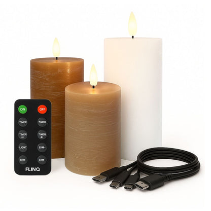 LED Rechargeable Pilar Candles – Warm Neutrals / Classic Earth / Urban Nights