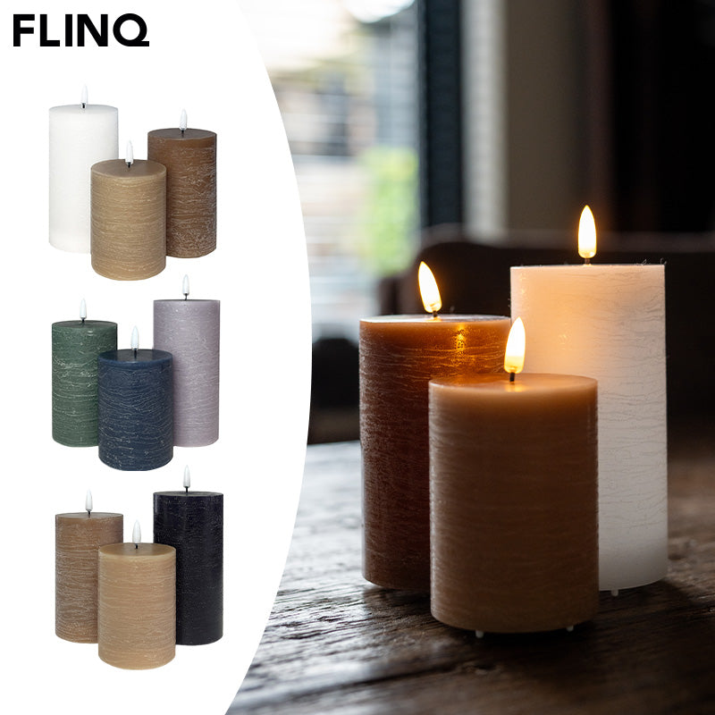 LED Rechargeable Pilar Candles – Warm Neutrals / Classic Earth / Urban Nights