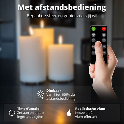 LED Rechargeable Ribbed Candle – White &amp; Taupe