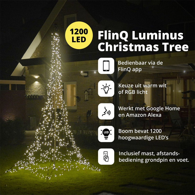 Slimme Kerstboom 1200 LED Vlaggenmast 3 Meter