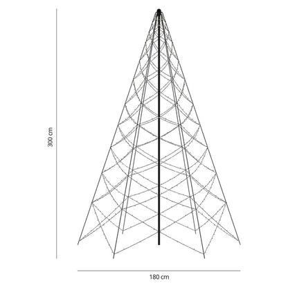 Slimme Kerstboom 1200 LED Vlaggenmast 3 Meter