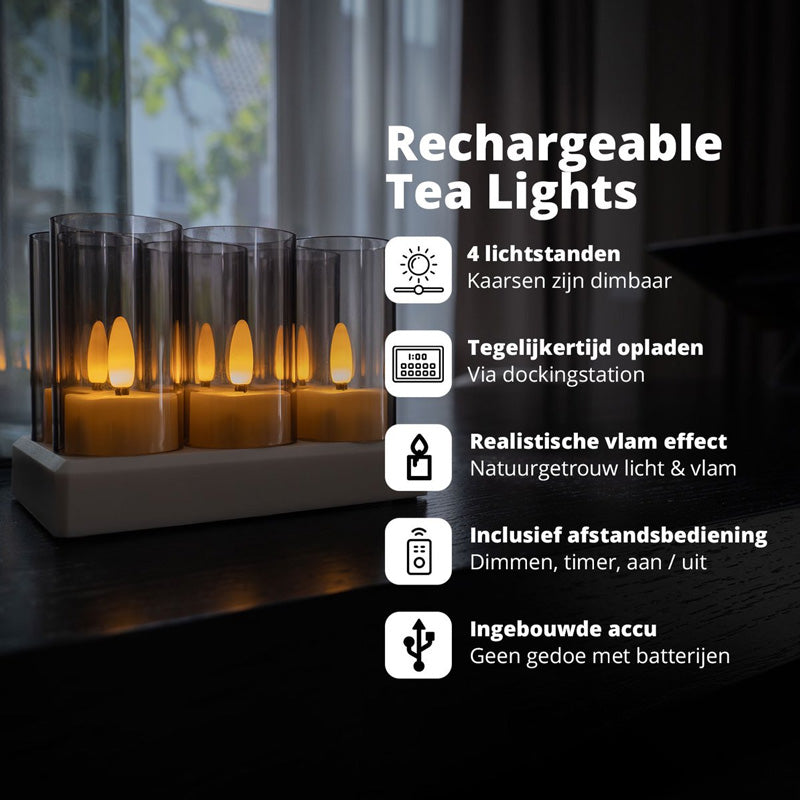 Rechargeable Tea Lights – 6-Pack & 12-Pack