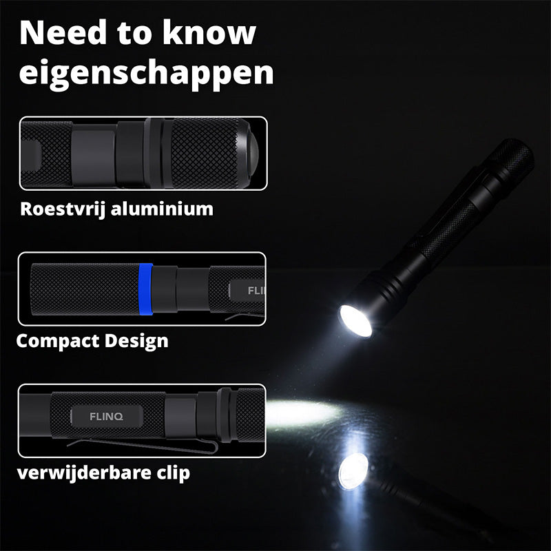 Duopack FlinQ Pen Zaklamp - 100 Lumen – Compact, Krachtig & Betrouwbaar