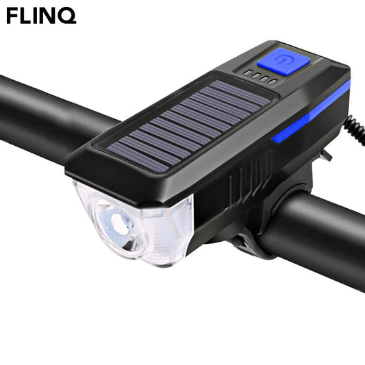 Oplaadbare USB LED Fietslamp met Zonnepaneel en Bel