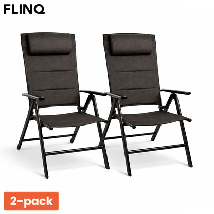 FlinQ Verstelbare Tuinstoel Luma 2-Pack – Luxe Inklapbare Campingstoelen met 7 Standen