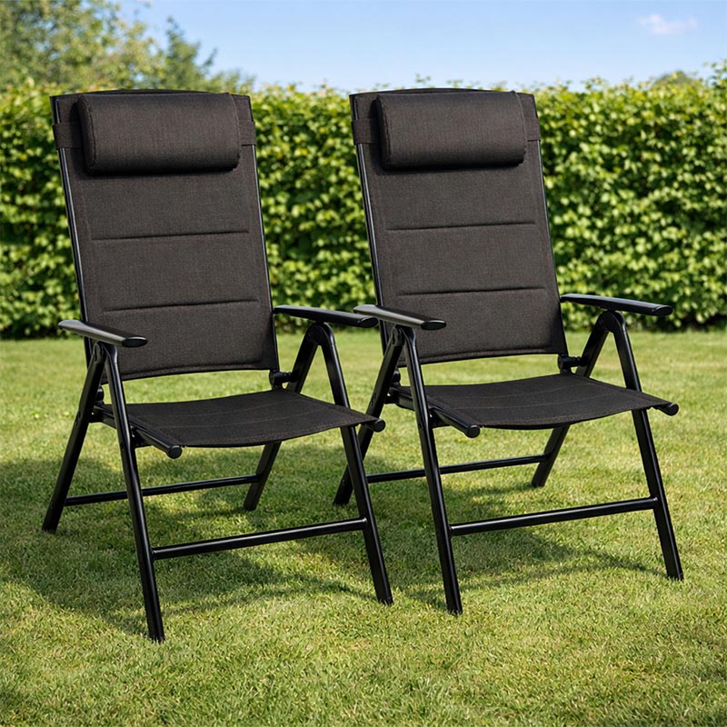 FlinQ Verstelbare Tuinstoel Luma 2-Pack – Luxe Inklapbare Campingstoelen met 7 Standen