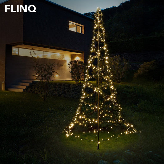 Vlaggenmast Kerstboom 3M – Warmwit LED Verlichting