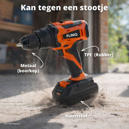 FlinQ Accuboormachine 20V – Draadloze Boormachine met Optionele Accu & Oplader