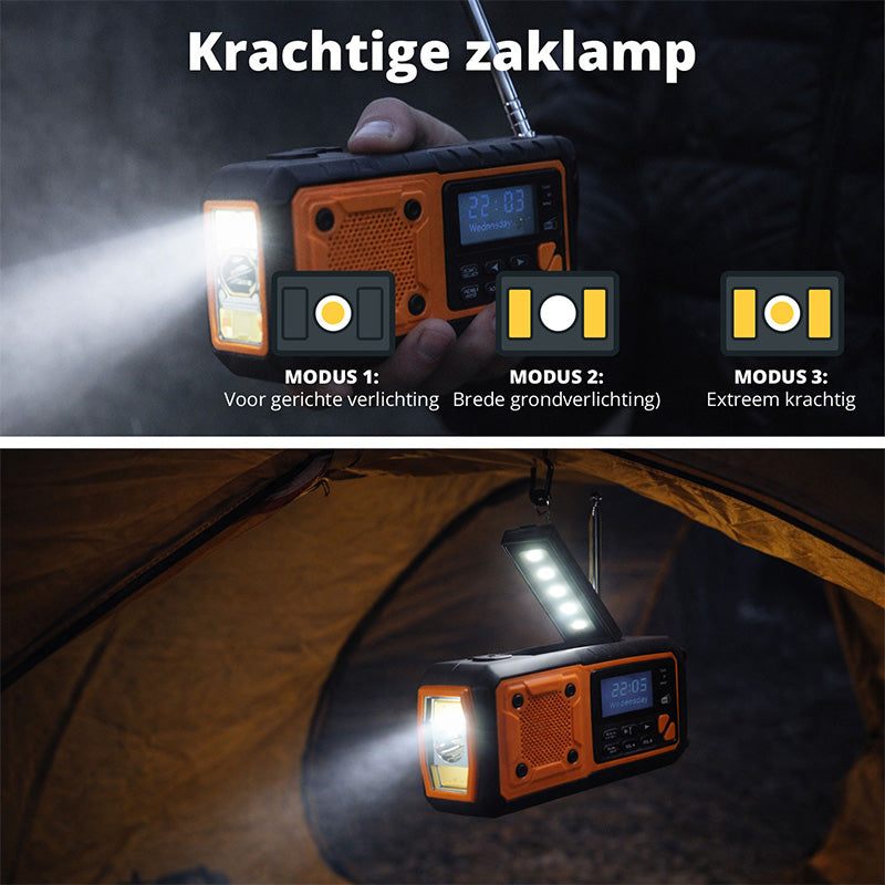 FlinQ RescueWave Noodradio DAB+ Bluetooth – FM Emergency Radio met Powerbank