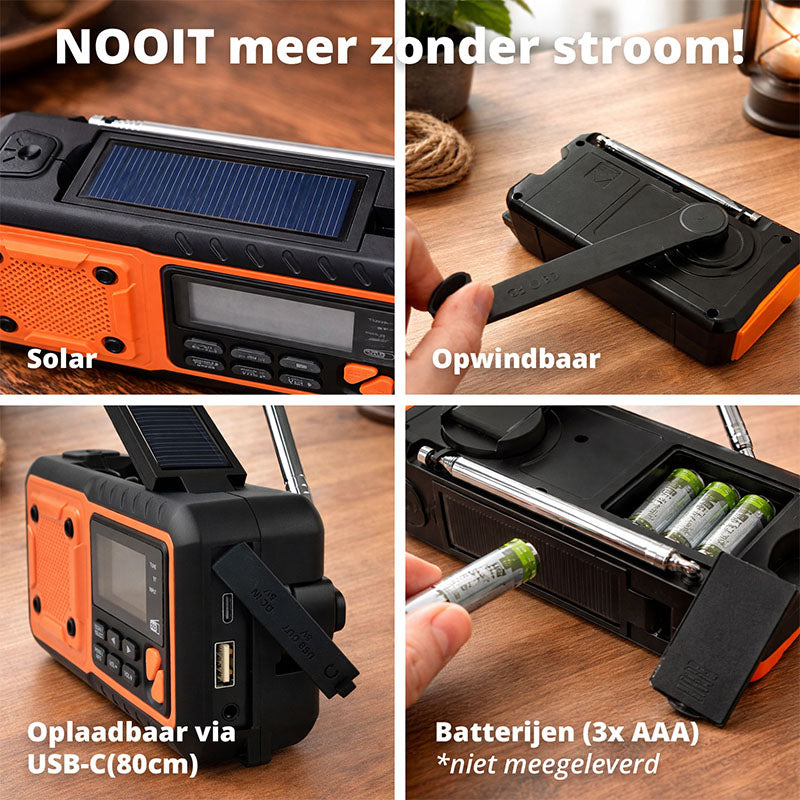 FlinQ RescueWave Noodradio DAB+ Bluetooth – FM Emergency Radio met Powerbank