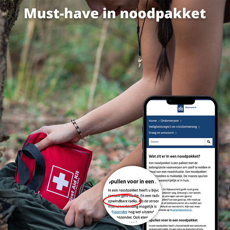 FlinQ RescueWave Noodradio DAB+ Bluetooth – FM Emergency Radio met Powerbank