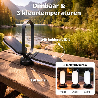 FlinQ Solar Campinglamp PineGlow – Oplaadbare LED Lamp met Zonne-energie & USB-C