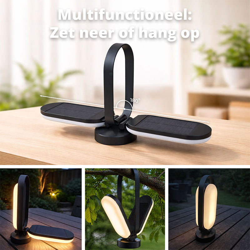 FlinQ Solar Campinglamp PineGlow – Oplaadbare LED Lamp met Zonne-energie & USB-C