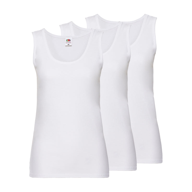 Fruit of the Loom 3-pack Dames Tanktop - Wit en Zwart