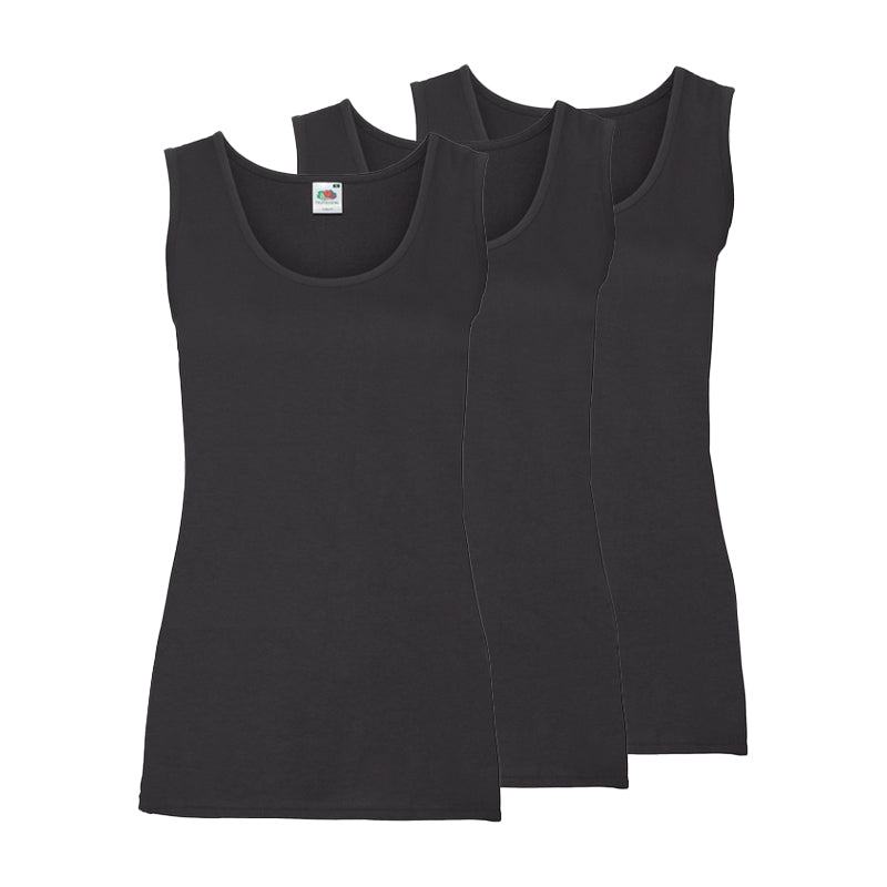 Fruit of the Loom 3-pack Dames Tanktop - Wit en Zwart