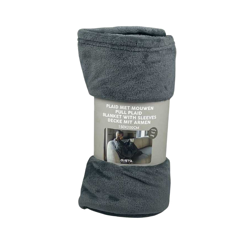 Plaid met Armen 150x200 cm – Antraciet & Taupe