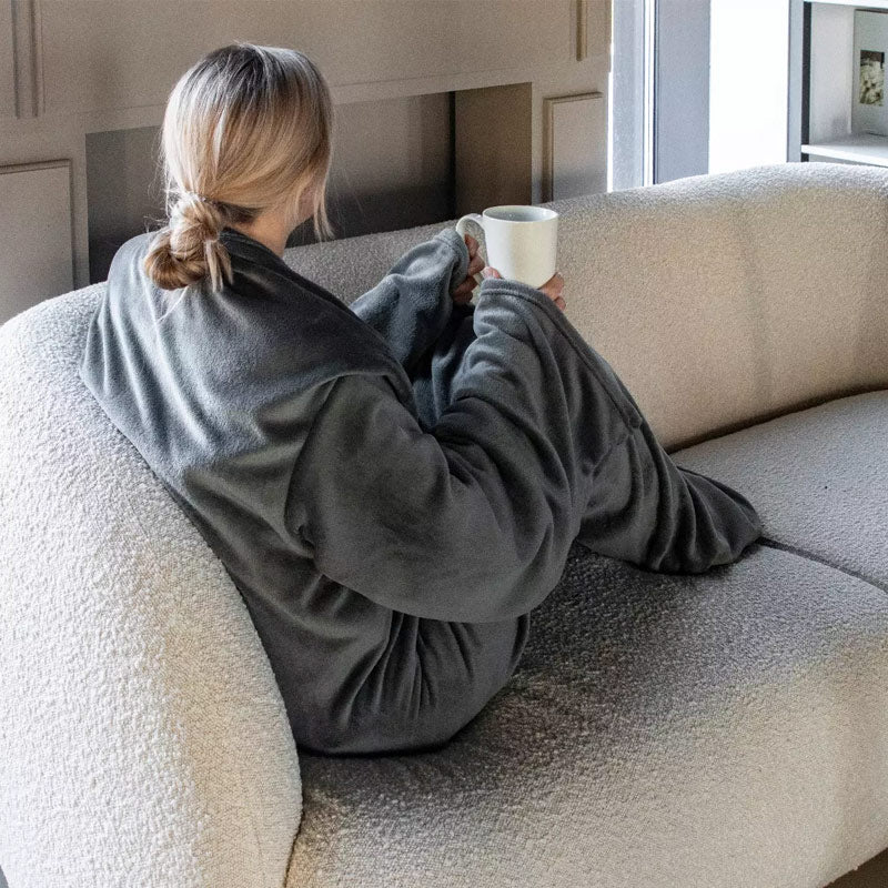 Plaid met Armen 150x200 cm – Antraciet & Taupe