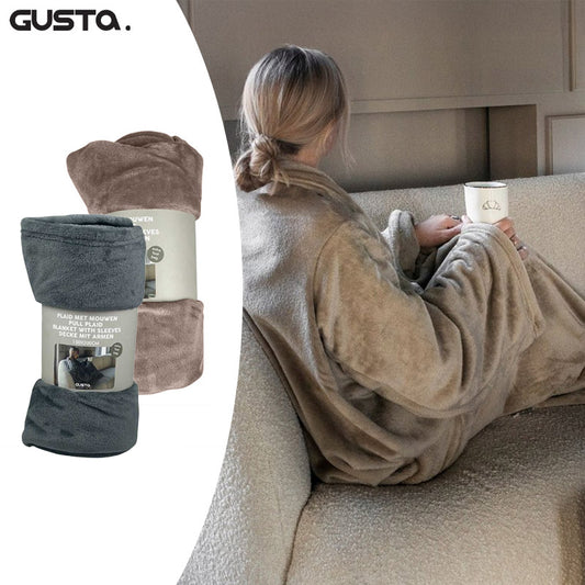 Plaid met Armen 150x200 cm – Antraciet & Taupe