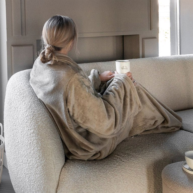 Plaid met Armen 150x200 cm – Antraciet & Taupe