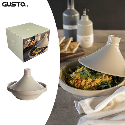 Tajine Ø22 cm Zandkleur – Authentieke Stoofpan van Aardewerk