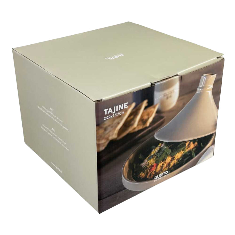 Tajine Ø22 cm Zandkleur – Authentieke Stoofpan van Aardewerk