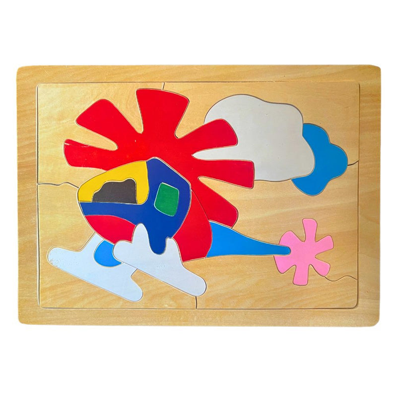 Igra Houten Helicopter Puzzel – Educatief Kinderpuzzel Speelgoed 30x21 cm