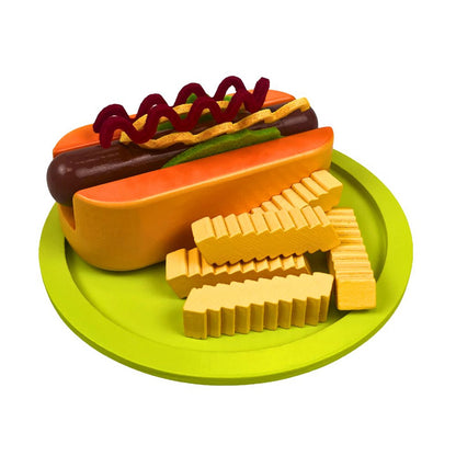 KiddyPlay Houten Hotdog met Friet Speelset – 11 Delig Speelgoed Voedsel Set
