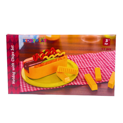 KiddyPlay Houten Hotdog met Friet Speelset – 11 Delig Speelgoed Voedsel Set