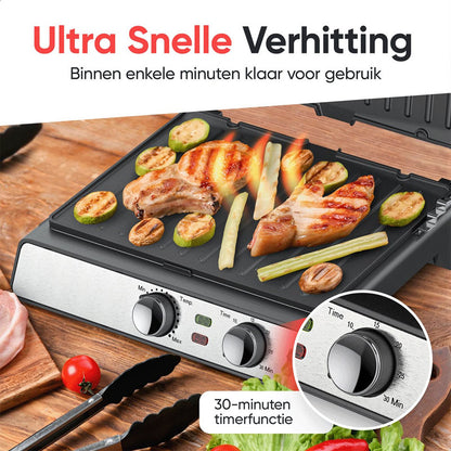KitchenWell Contact Grill 2000W – Contactgrill, Tosti-ijzer & Tafelgrill in Één
