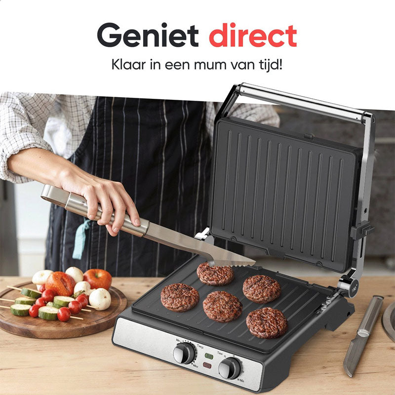 KitchenWell Contact Grill 2000W – Contactgrill, Tosti-ijzer & Tafelgrill in Één