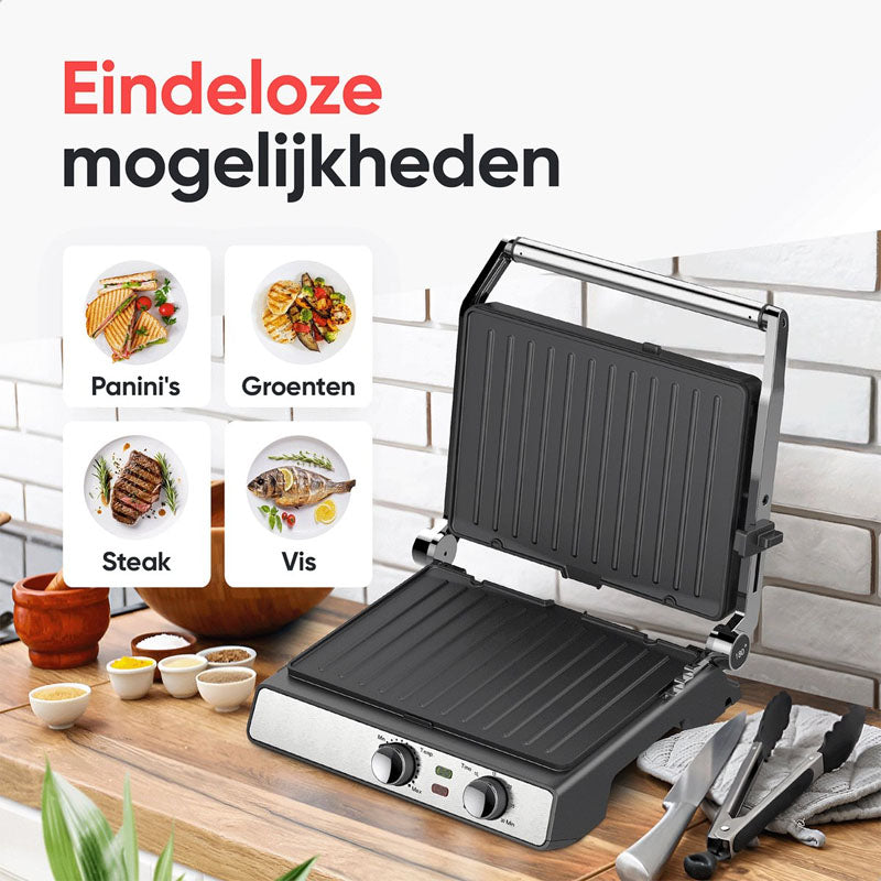 KitchenWell Contact Grill 2000W – Contactgrill, Tosti-ijzer & Tafelgrill in Één