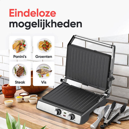 KitchenWell Contact Grill 2000W – Contactgrill, Tosti-ijzer & Tafelgrill in Één