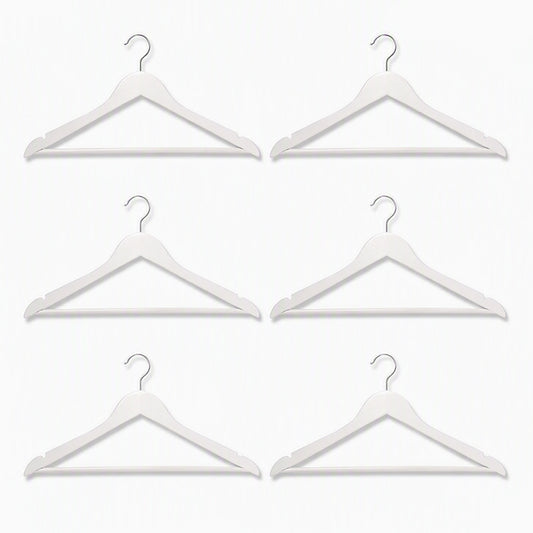 Houten Kledinghangers Wit – 6 Stuks – Stevige Kleerhangers