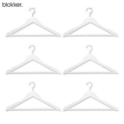 Blokker - Houten Kledinghangers Wit – 6 Stuks – Stevige Kleerhangers