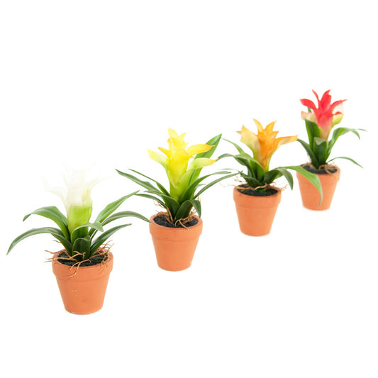 Kunst Mini Guzmania 18 cm - Set van 4 kleuren