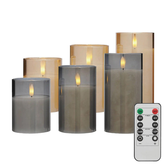 Blokker - LED Kaarsen met Afstandsbediening – 3 Stuks – Amber of Grijs