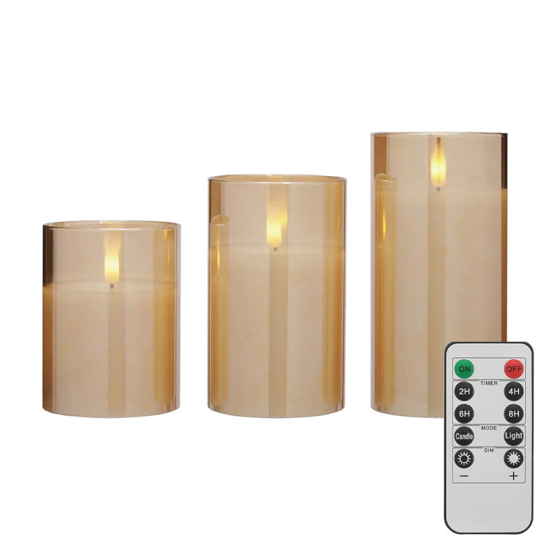 Blokker - LED Kaarsen met Afstandsbediening – 3 Stuks – Amber of Grijs