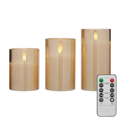 Blokker - LED Kaarsen met Afstandsbediening – 3 Stuks – Amber of Grijs