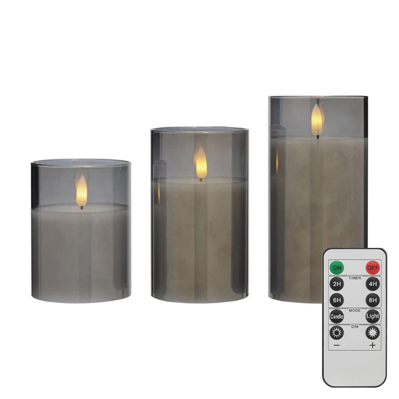 Blokker - LED Kaarsen met Afstandsbediening – 3 Stuks – Amber of Grijs