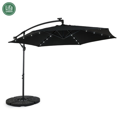Hangende Parasol met LED Verlichting – Incl. Hoes – Antraciet