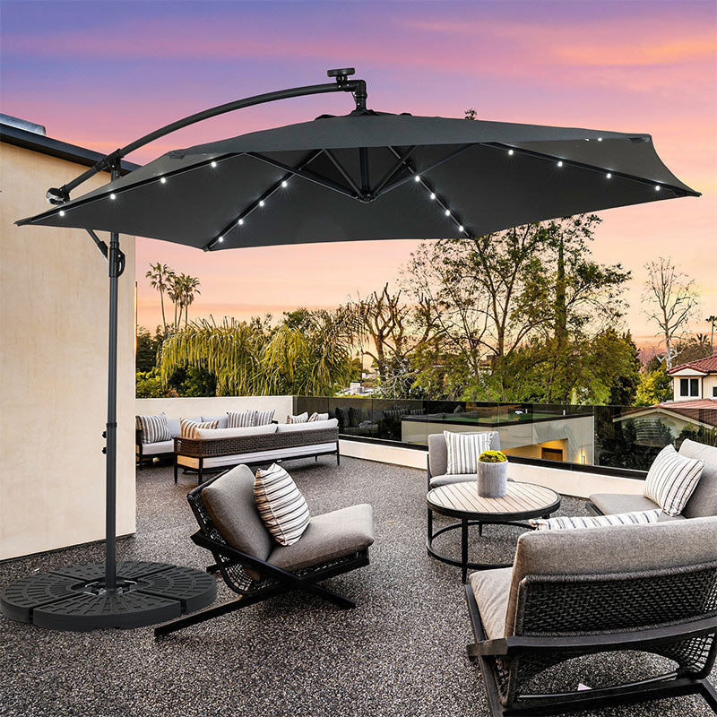 Hangende Parasol met LED Verlichting – Incl. Hoes – Antraciet