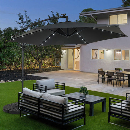 Hangende Parasol met LED Verlichting – Incl. Hoes – Antraciet